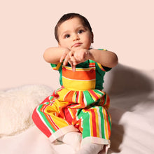 Load image into Gallery viewer, Bright Fruity Orange Striped Romper