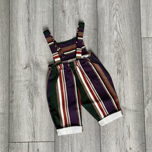 Load image into Gallery viewer, Retro Striped Berry Toned Denim Romper