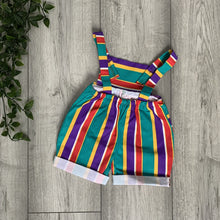 Load image into Gallery viewer, Quirky Purple and Green Retro Playsuit