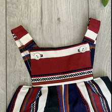 Load image into Gallery viewer, Red Retro Striped Print Unisex Baby Playsuit