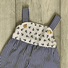 Load image into Gallery viewer, Sailor Inspired, Striped Anchor Print Dungaree