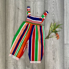 Load image into Gallery viewer, Navy & Orange Striped Lightweight Romper
