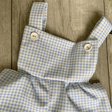 Load image into Gallery viewer, Gingham Baby Blue Summer Romper