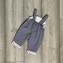Load image into Gallery viewer, Sailor Inspired, Striped Anchor Print Dungaree