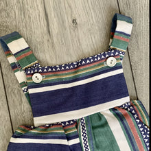 Load image into Gallery viewer, Sea-foam Retro Striped Print Unisex Baby Playsuit