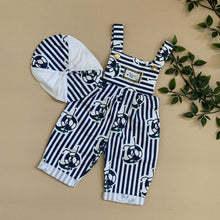 Load image into Gallery viewer, Nautical Sailor Inspired Navy Striped Baby Set
