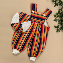 Load image into Gallery viewer, Vibrant Tribal Inspired Retro Denim Romper Set