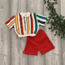 Load image into Gallery viewer, Preppy 60's Striped Unisex Two-Piece Summer Set