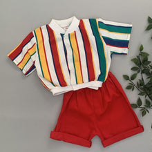 Load image into Gallery viewer, Preppy 60's Striped Unisex Two-Piece Summer Set