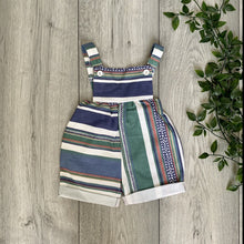 Load image into Gallery viewer, Sea-foam Retro Striped Print Unisex Baby Playsuit