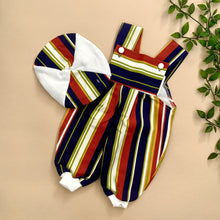 Load image into Gallery viewer, Autumn Toned Striped Retro Denim Romper Set