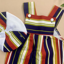 Load image into Gallery viewer, Autumn Toned Striped Retro Denim Romper Set