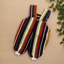 Load image into Gallery viewer, Autumn Toned Striped Retro Denim Romper Set