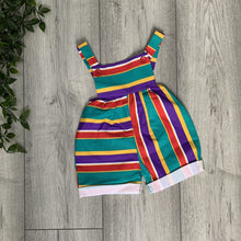 Load image into Gallery viewer, Quirky Purple and Green Retro Playsuit