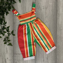 Load image into Gallery viewer, Bright Fruity Orange Striped Romper
