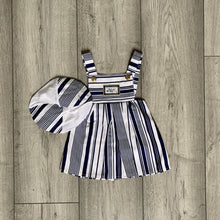 Load image into Gallery viewer, Striped Nautical Dress With Matching Hat