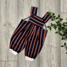 Load image into Gallery viewer, Classic Navy and Red Striped Cotton Romper