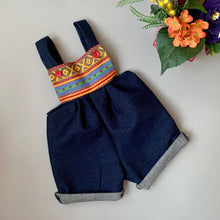 Load image into Gallery viewer, Quirky Denim Playsuit With Aztec Print
