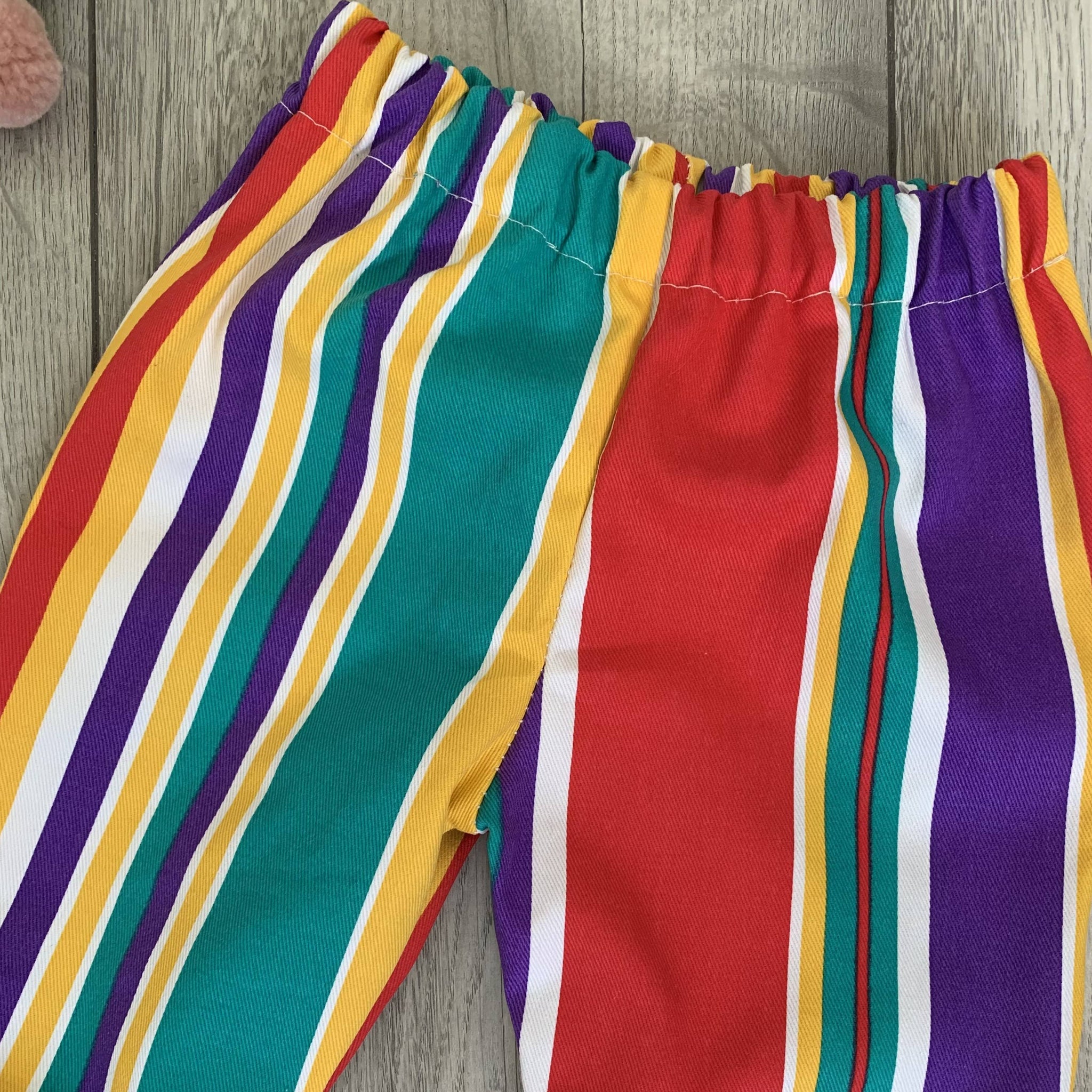 Multi Coloured Striped Retro Baby Trousers Xenosbaby